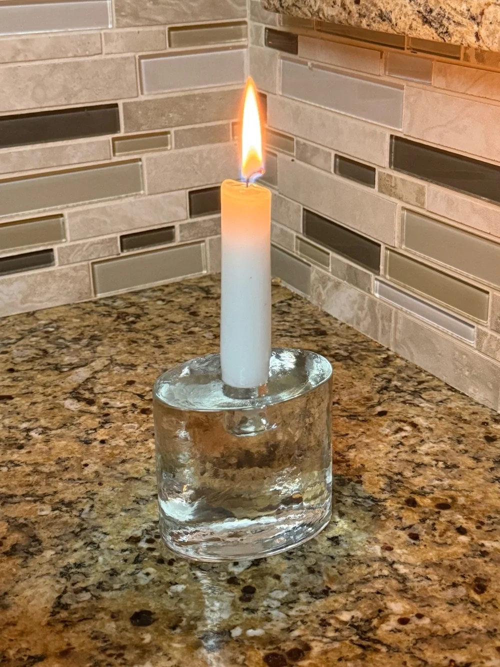 Crate and Barrel Glass Taper Candle Holder